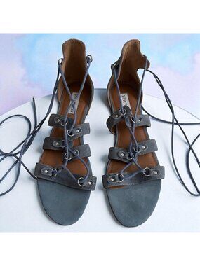 STEVE MADDEN Carleigh Blue Suede Laceup Gladiator Sandals Size 9